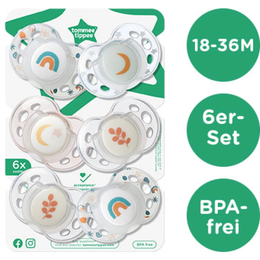 Tommee Tippee Schnuller Night für Mädchen 18 - 36 Monate