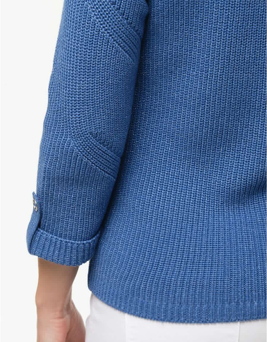 Pull bleu maille ruban