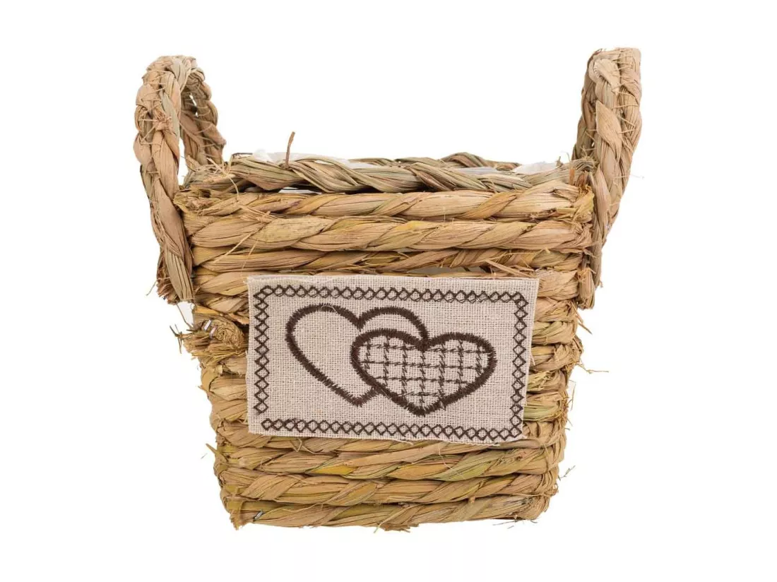 Panier en corde tressée marron 14x14x12h