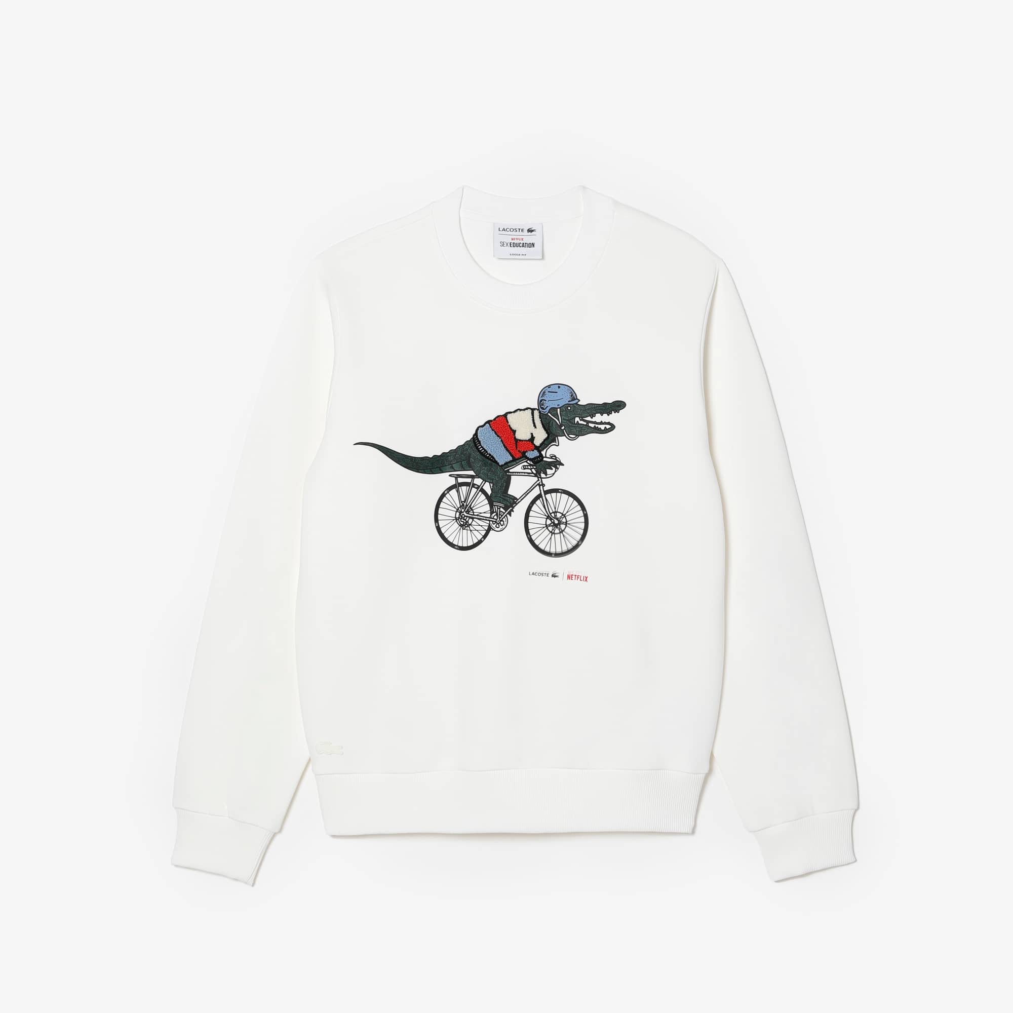 Sweatshirt femme Lacoste x Netflix loose fit molleton de coton biologique Sweatshirts - Blanc - Lacoste - Femme