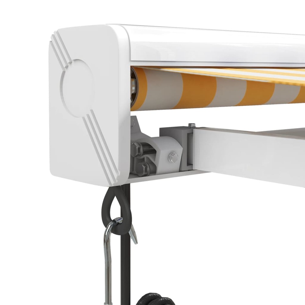Auvent rétractable jaune et blanc 4x3 m tissu et aluminium