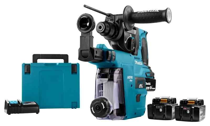 Makita DHR242JWX4 18V Li-ion accu combihamer set (3x5.0Ah) in Mbox met stofafzuiging