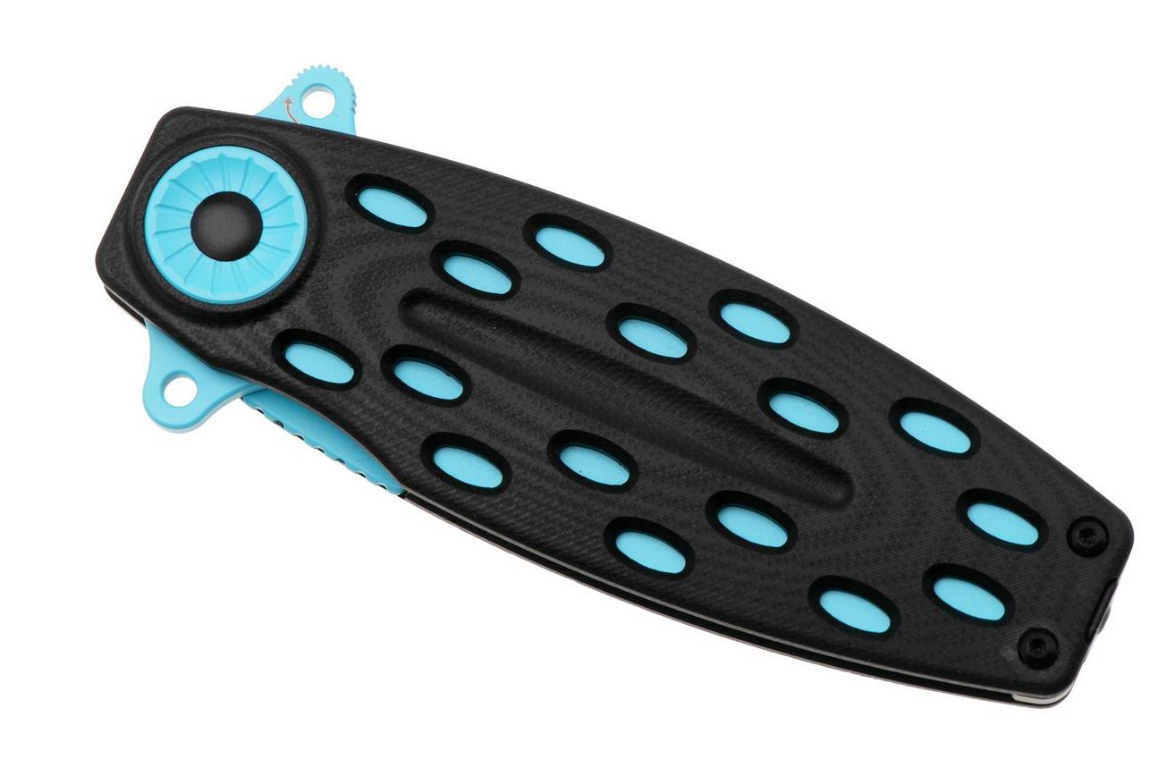 QSP Knife Beetle 162-E, Blue 14C28N, Black G10, zakmes