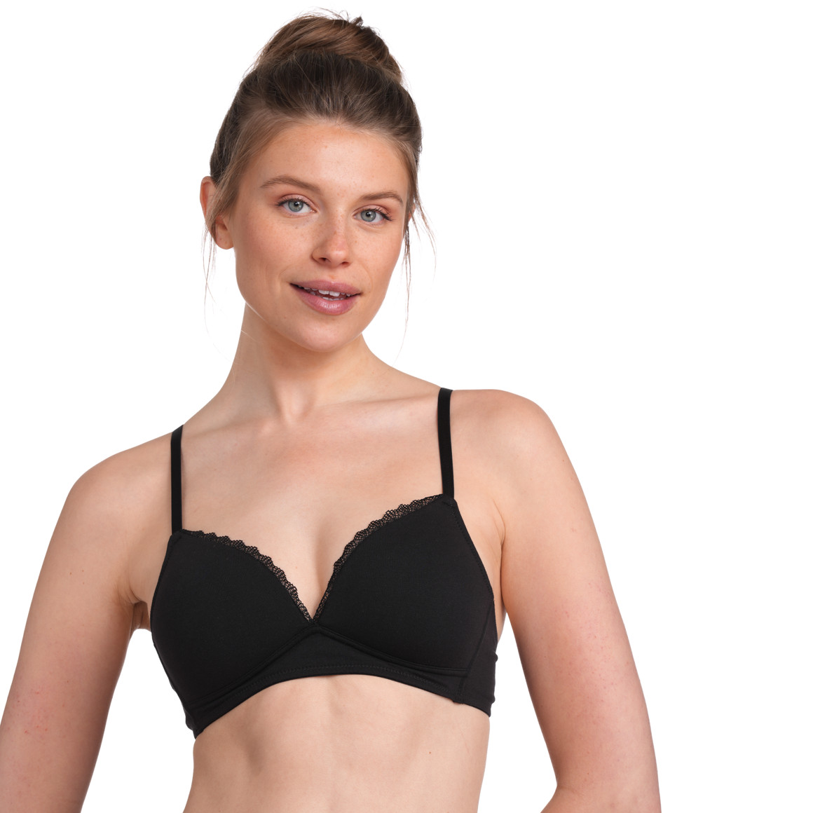 Gina Benotti 2 Damen Soft-BHs mit Spitze schwarz / nude
