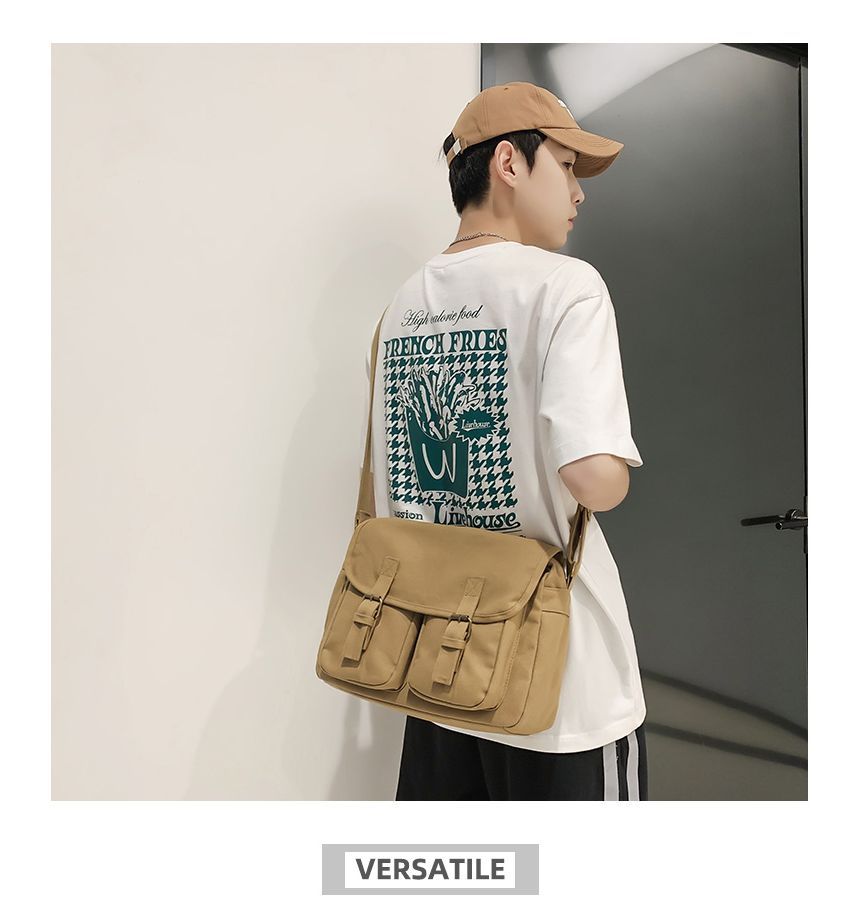 EAVALURE - Geknoopte effen canvas crossbodytas