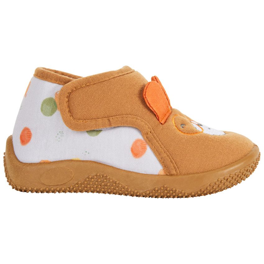 Chaussons bottillons ludiques écureuil pour bébé garçon - Camel