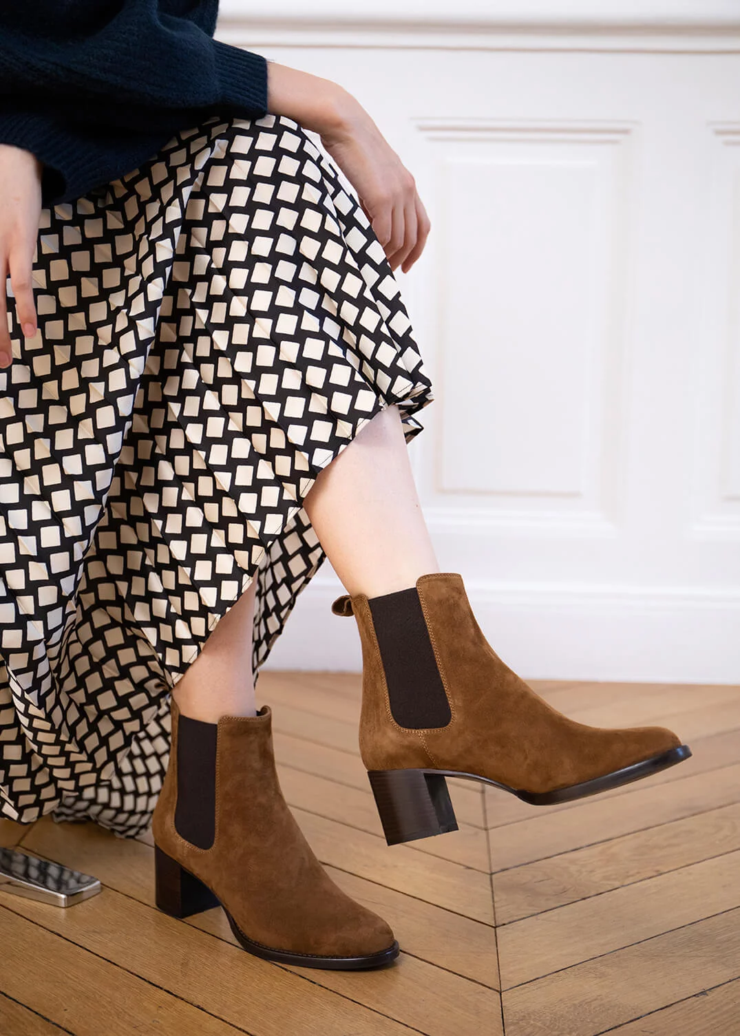BOOTS MARIVAUX VELOURS CAMEL