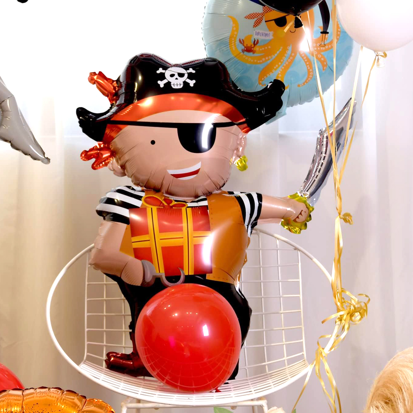 (9-tlg. Set) Party Zahlen Folien Ballon Kinder Geburtstag Luftballons - Zahl 3 / Piraten