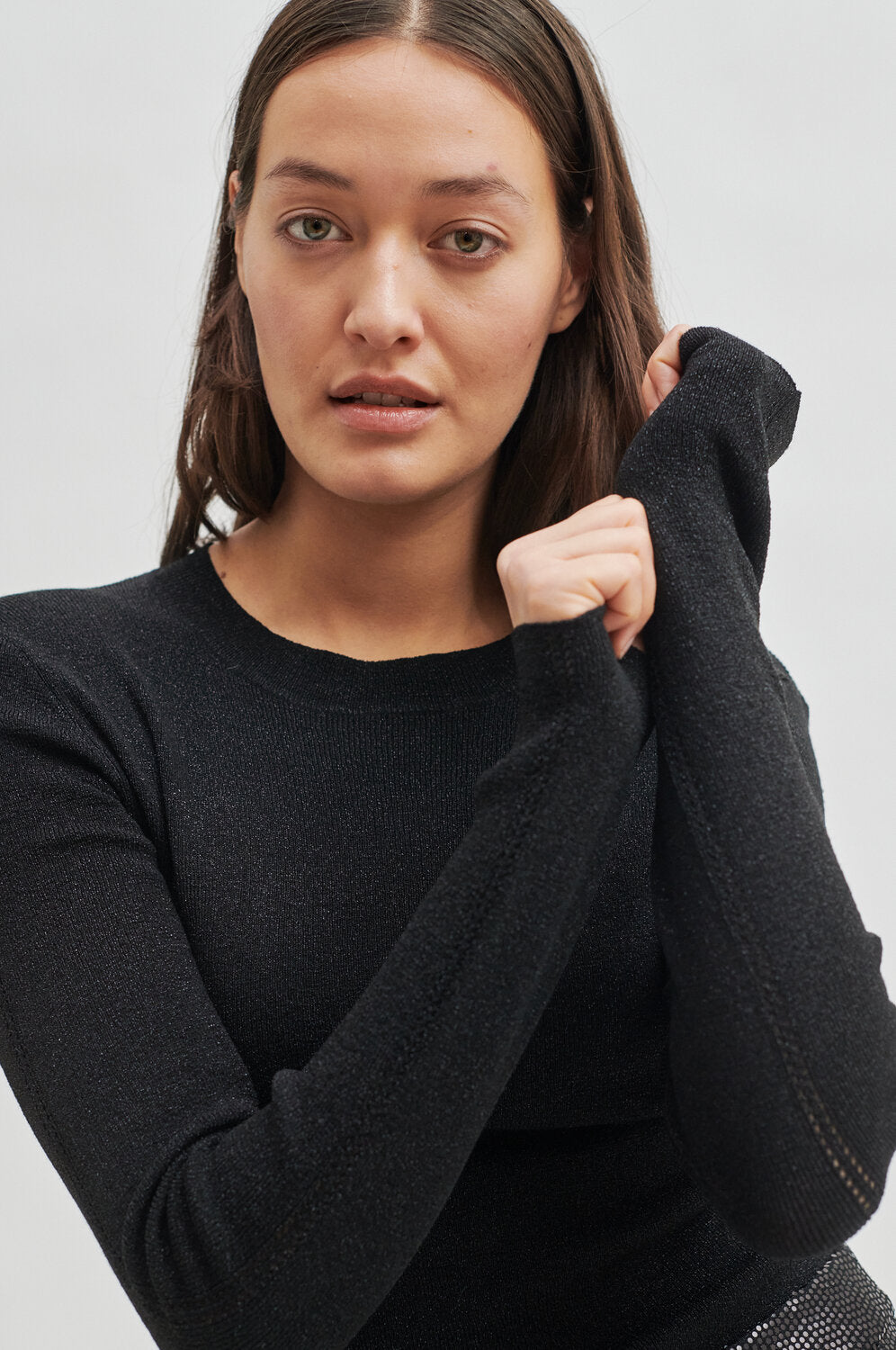Second Female  Matima O-Neck langærmet t-shirt - sort