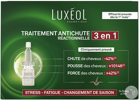 Luxéol Traitement Antichute Réactionnelle 3en1 Ampoules 14x7ml