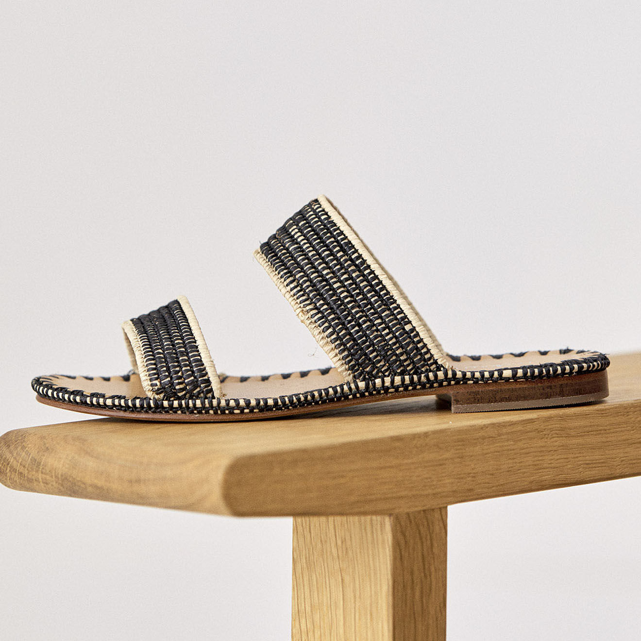 Mellow Yellow Mules en Raphia Joan noires