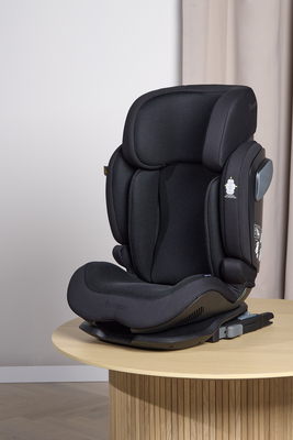 Beemoo Recline i-Size Beltestol inkl. Ventilerende Pute, Black Mesh/Grey