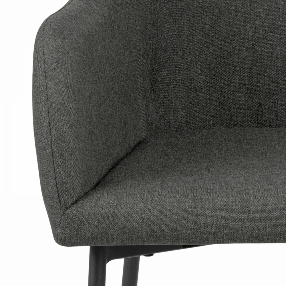 Lot de 2 chaises avec accoudoirs en tissu gris