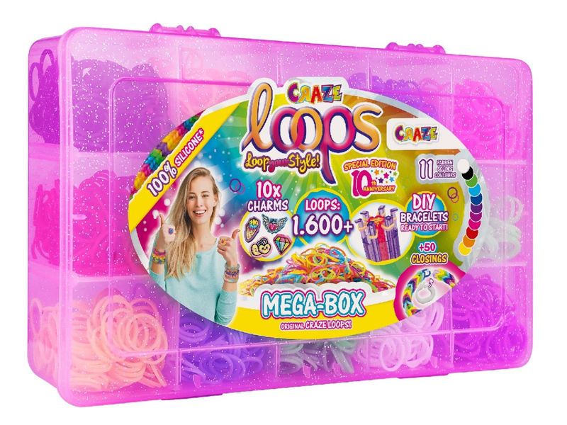 Craze Bastelbox Loops – Mega Box 1600 Loops Armbänder zum Selbermachen
