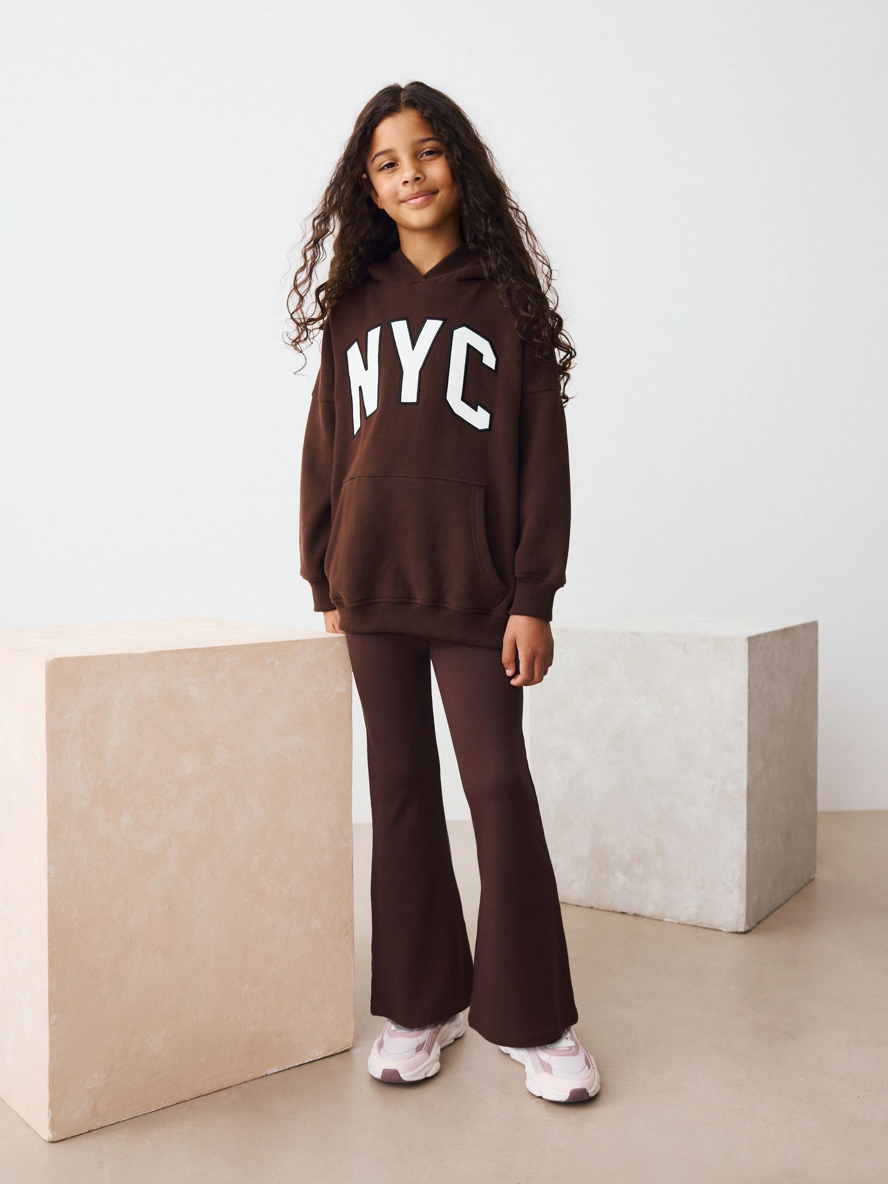 Chocoladebruin - Flare legging met omslag (3-16jr)