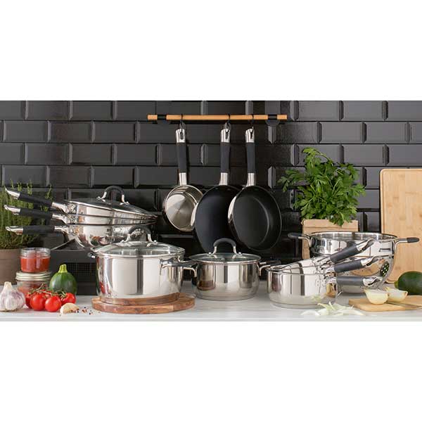 Lot 2 poêles antiadhésives Rapid Cook inox 20 et 24 cm Mathon