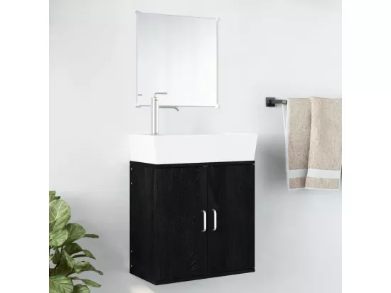 Ensemble de meubles salle de bain 2 pcs noir bois d'ingénierie