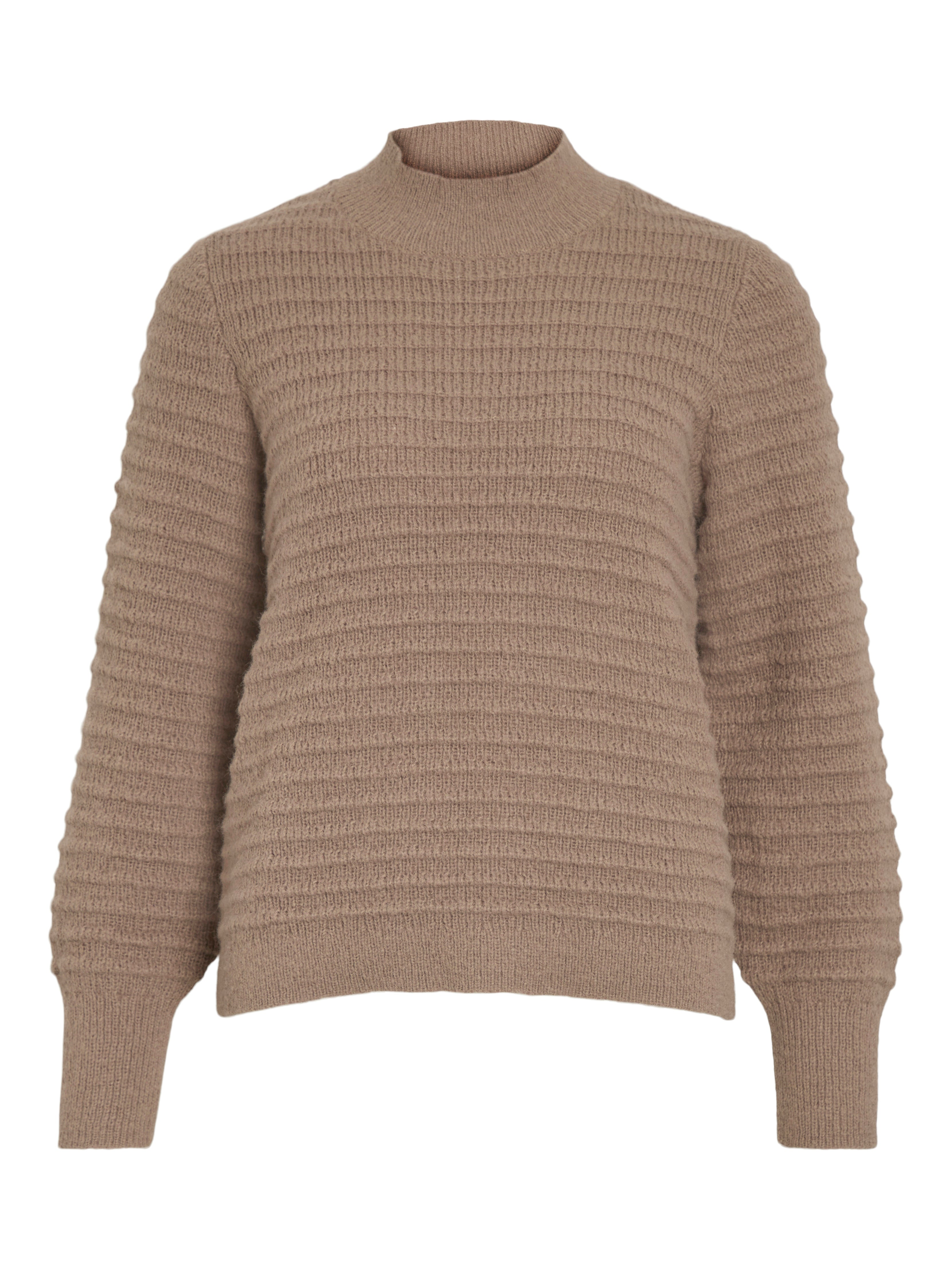 Vila  Viterra Highneck L/S striktrøje - Fossil