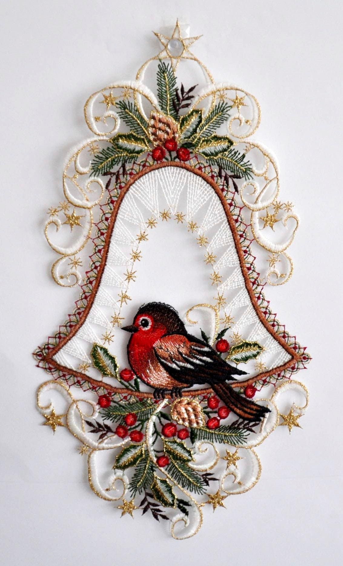 Stickereien Plauen Fensterbild »Vogel in Glocke«