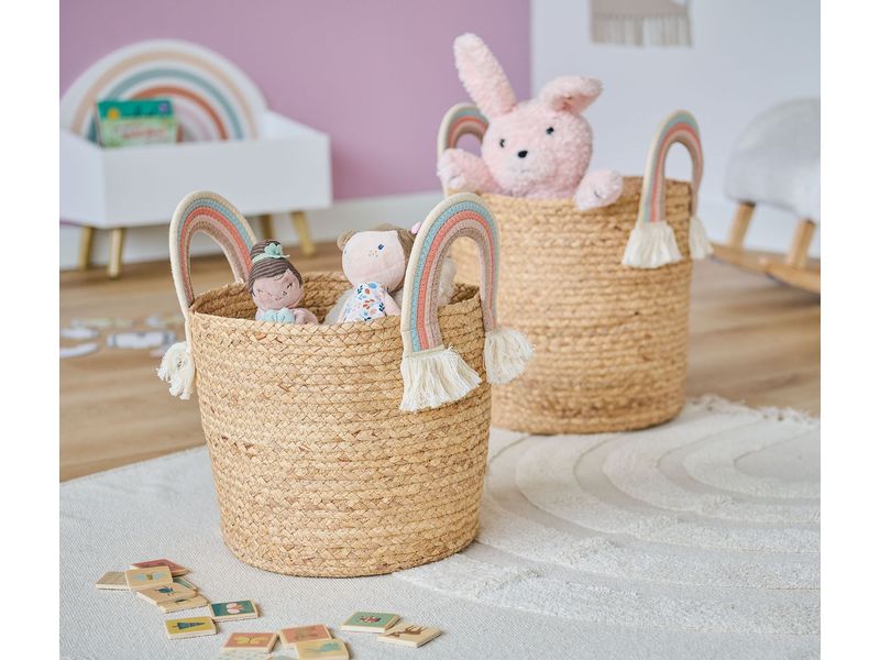 Zeller Present Spielzeugkorb Rainbow Natur Seegras 35 x 34 Aufbewahrungskorb für Kinderzimmer