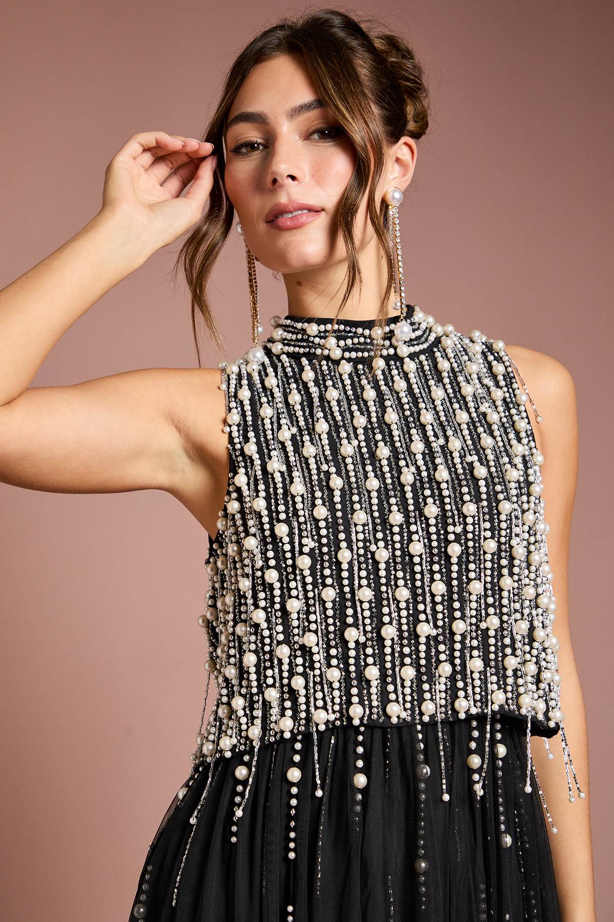 Coast Robe Maxi en Georgette avec Superposition de Perles