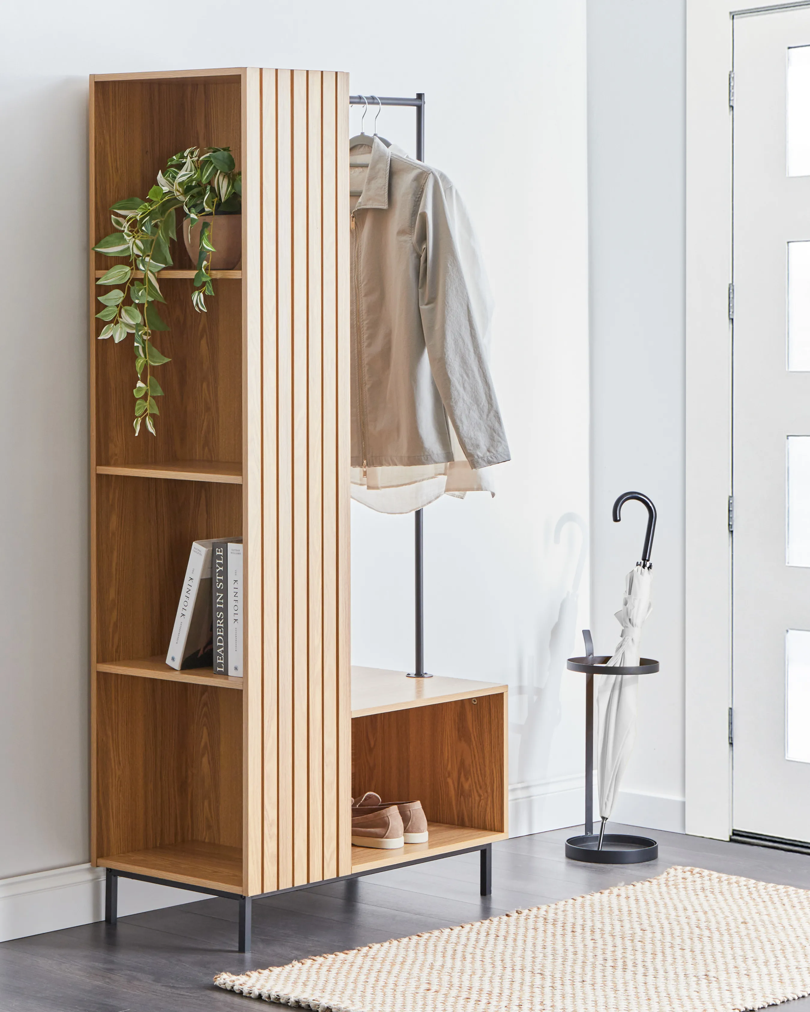Open kast met 5 planken LEANDRO Lichtbruin