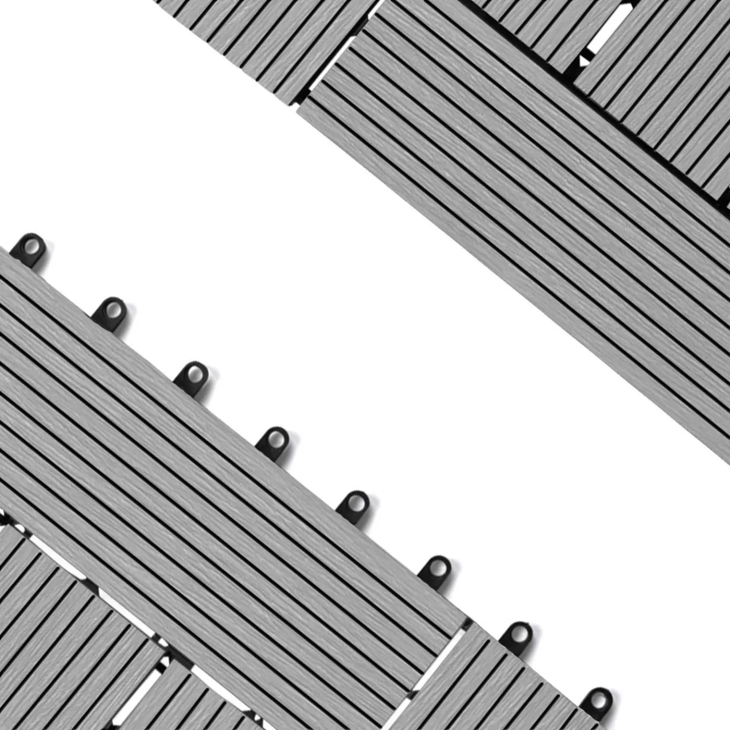 Lot de 5 dalles de terrasse mosaïque WODHY clipsables bois composite gris 30 x 30 cm