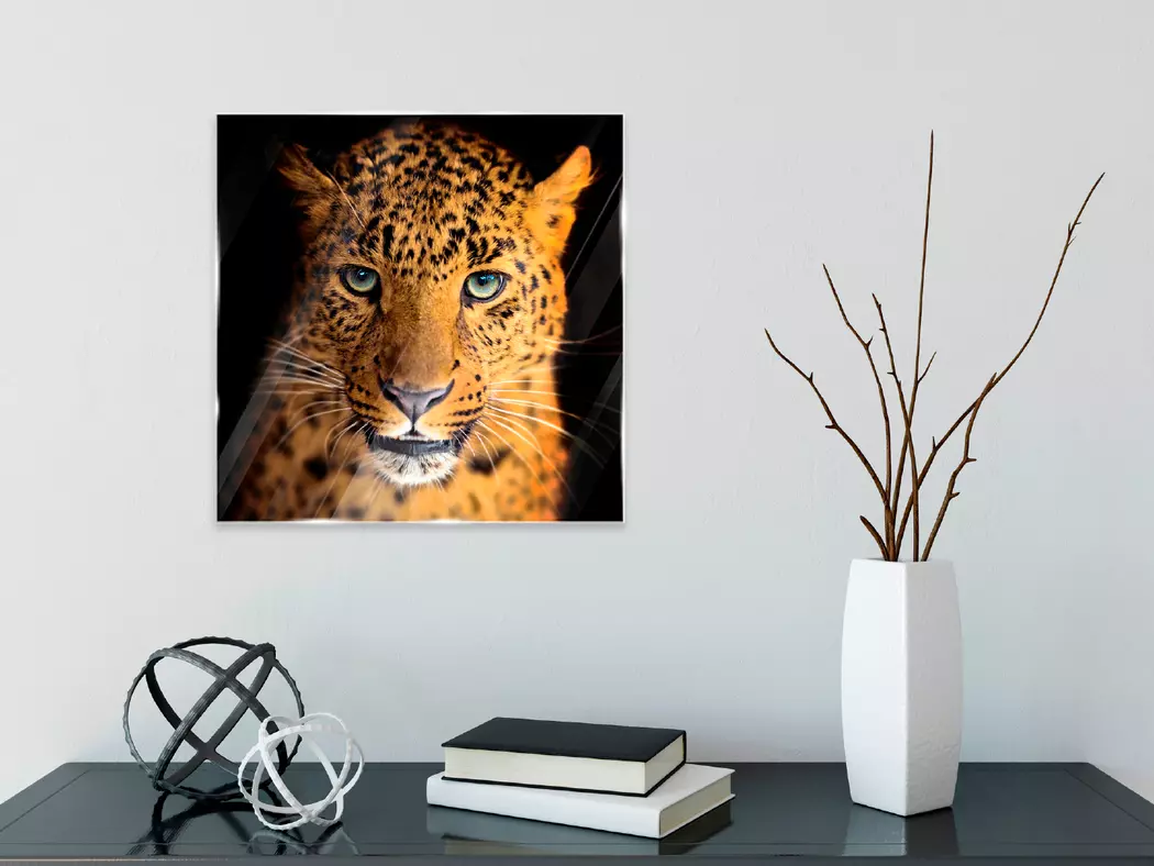 Glasbild 30 x 30 cm Leopard V