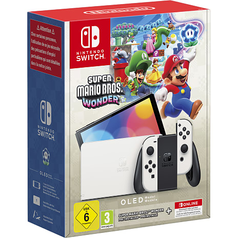 Nintendo Switch OLED Konsol inkl. Super Mario Bros. Wonder + 12 mdr. Nintendo Switch Online medlemskab (download-kode)