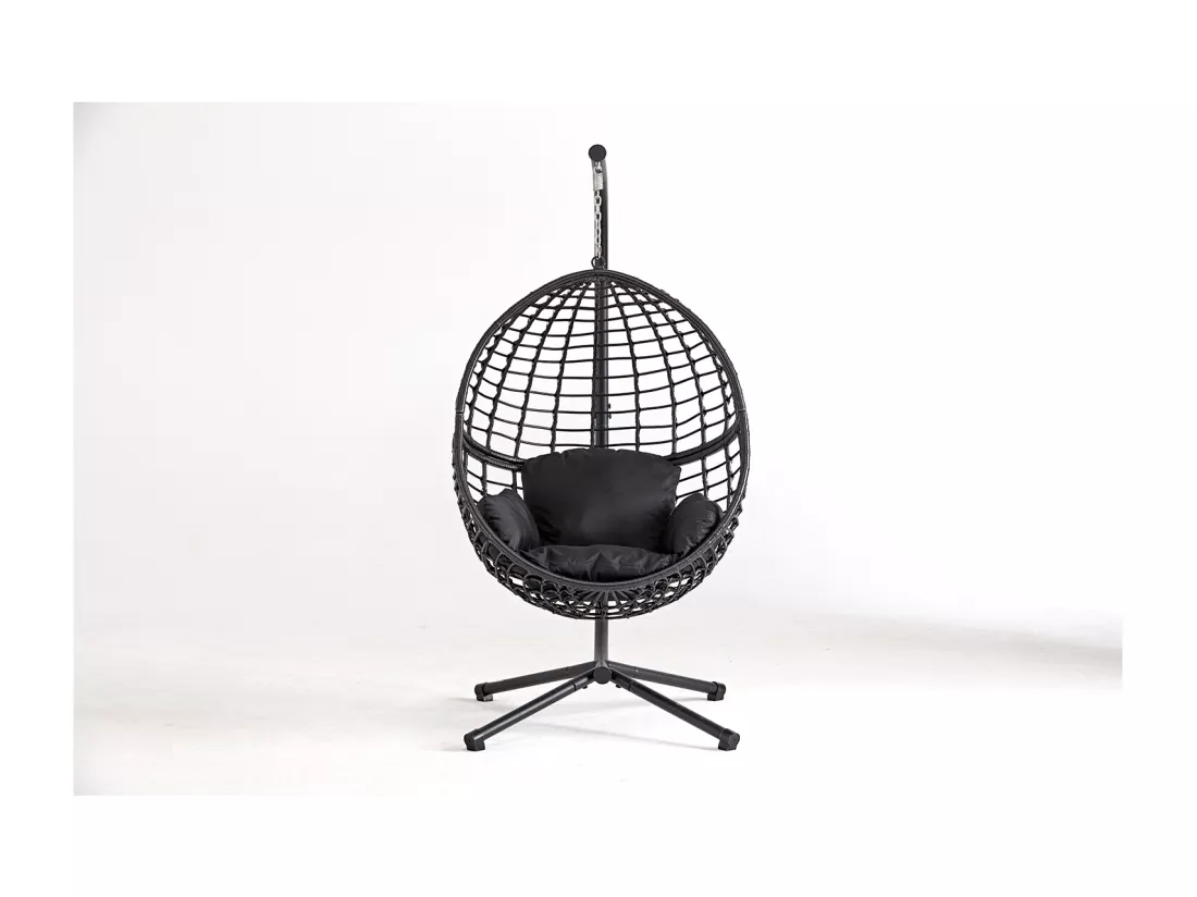 Fauteuil suspendu noir en résine tressée AUROA