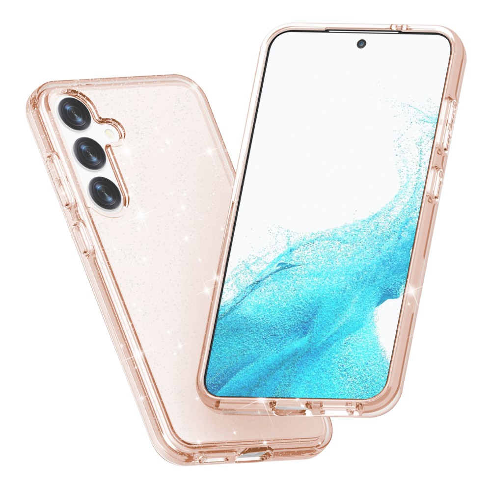 Samsung Galaxy S24 Hybrid Hardcase Schutzhülle im Glitzer Design - Gold / Transparent