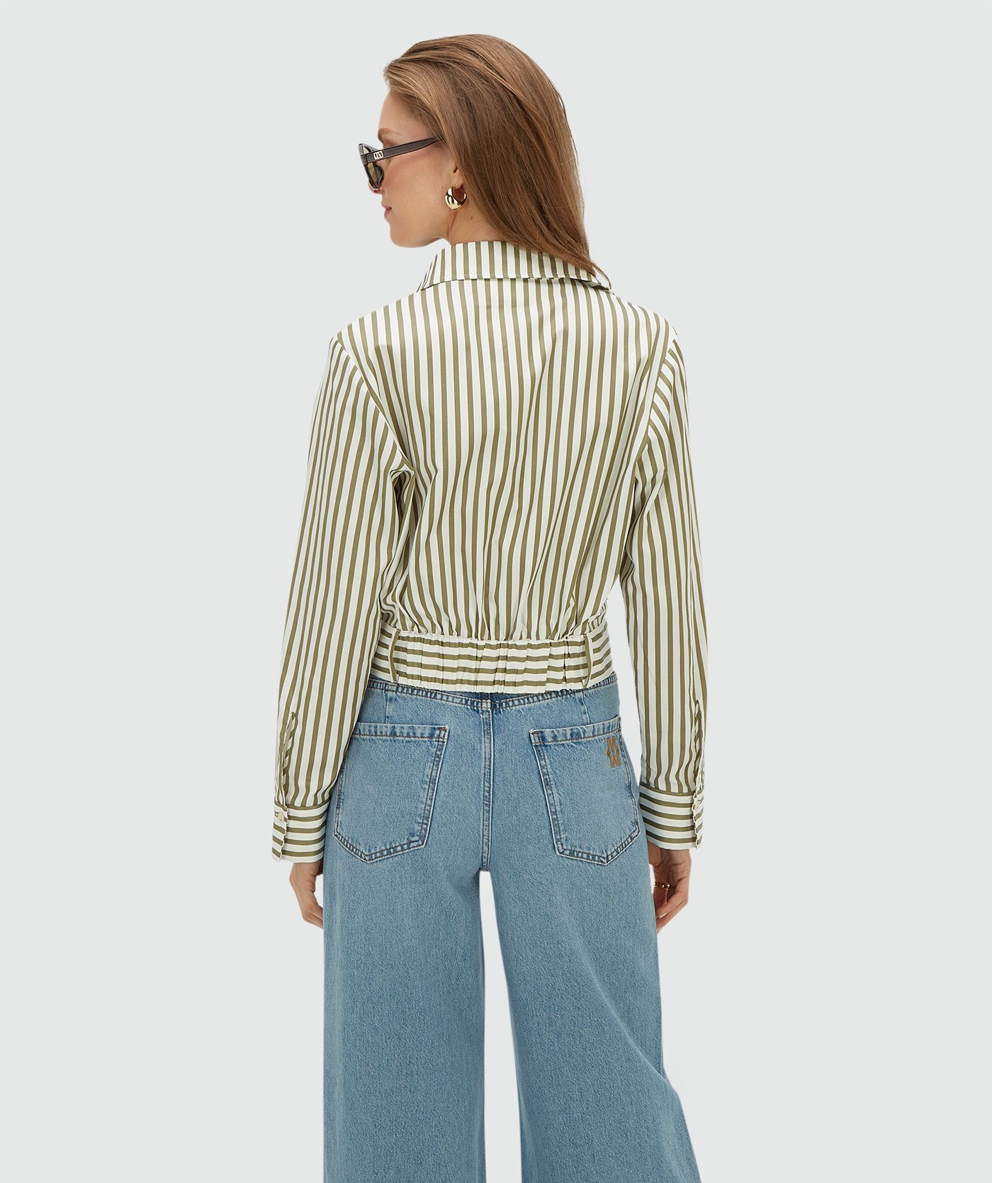JV-ODELL regular fit blouse met strepen - dark pistachio stripe