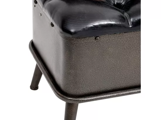 Banc de rangement avec dossier 110 cm Noir Similicuir