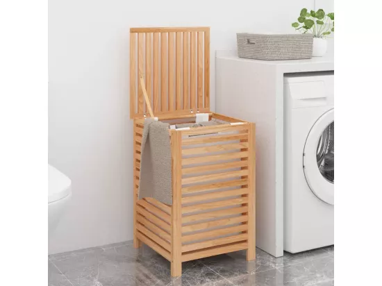 Panier à linge 45x45x65 Bois massif de noyer