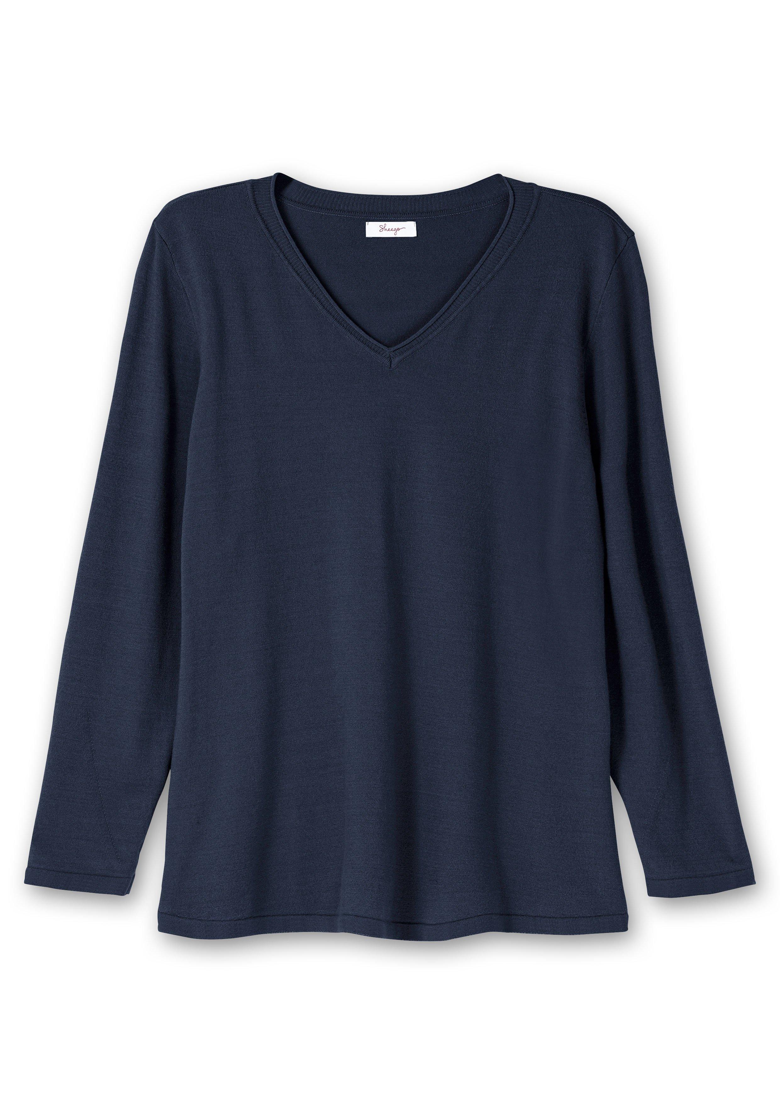 Flauschiger Pullover mit V-Ausschnitt