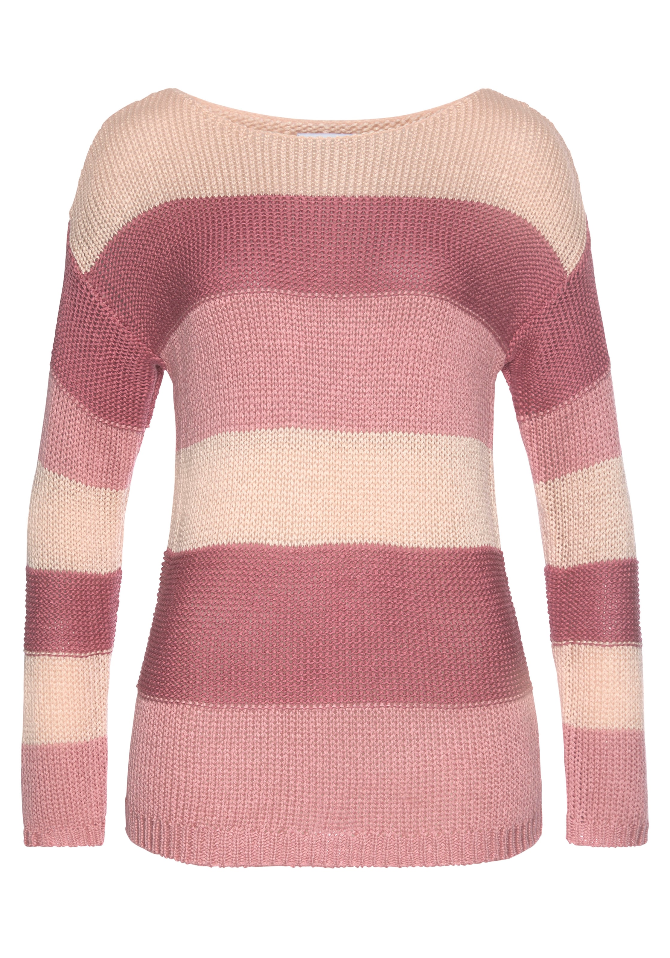 LASCANA Streifenpullover , mit überschnittenen Schultern, Strickpullover, figurumspielend