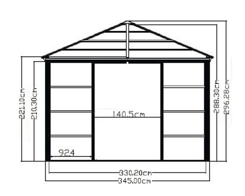 SOJAG Castel 12x14 paviljoen met klamboe 410 x 345 cm brons