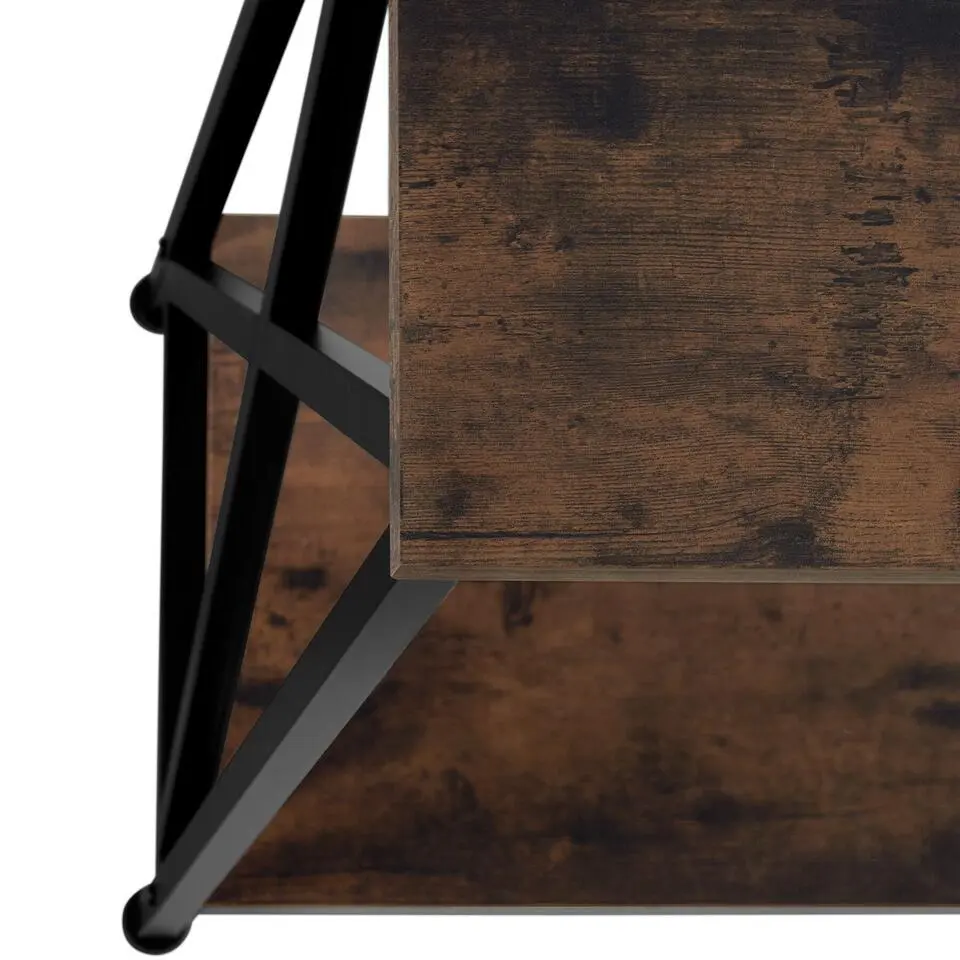 tectake Consoletafel Tacoma 100x35x80,5cm, Industrieel Hout Donker, Rustiek