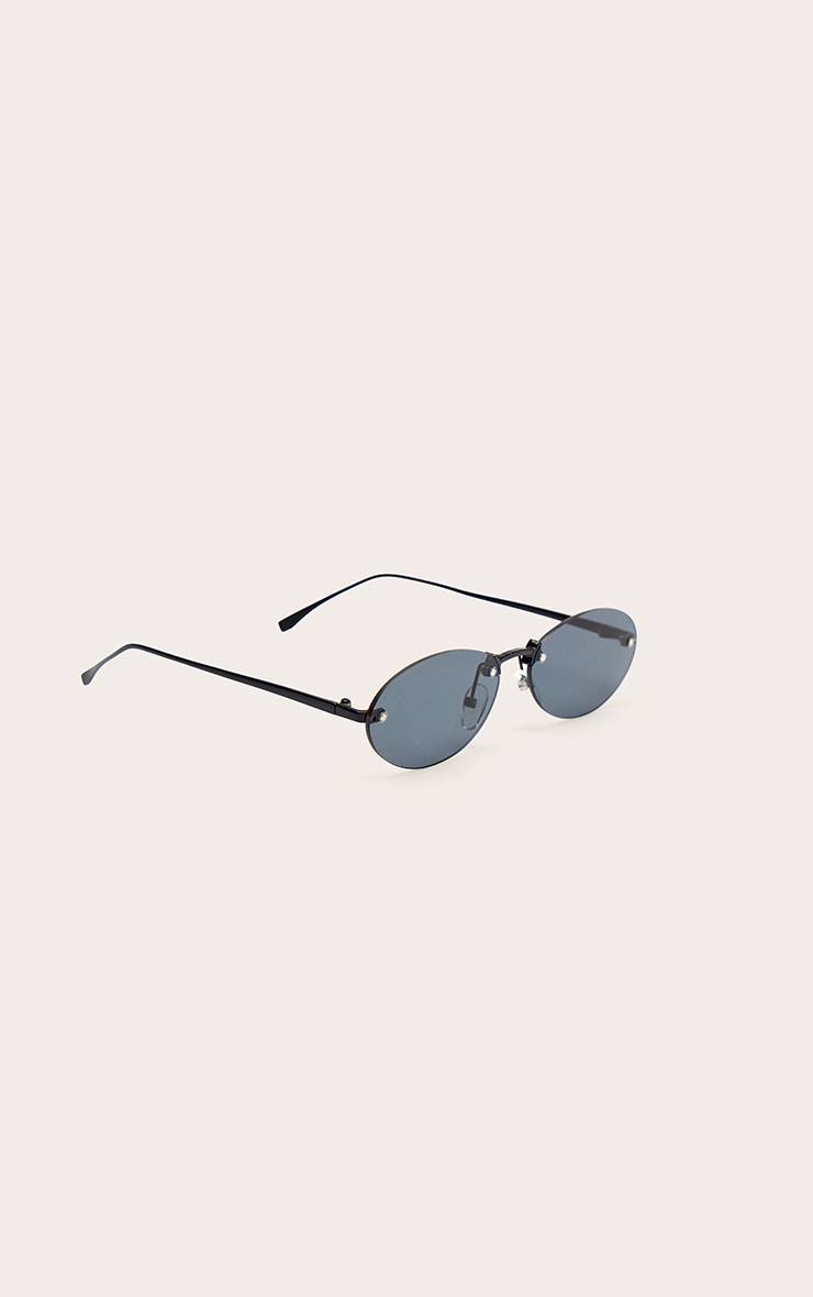 Noir Lunettes De Soleil Ovales Fines À Verres Apparents