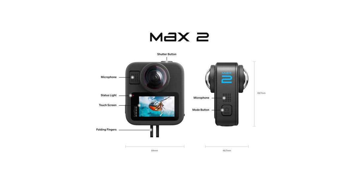 GoProMAX2 videocamera  (Zwart, Wi-Fi 6, Bluetooth LE 5.3, USB-C)