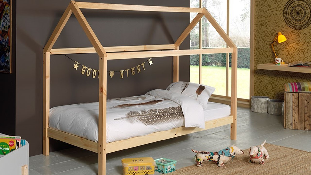 Bed Dallas met dak naturel