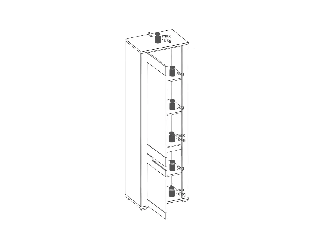 Armoire de salon 2 portes Chêne/Gris - CRACOVIE - L 58 x l 39.5 x H 193.5 cm