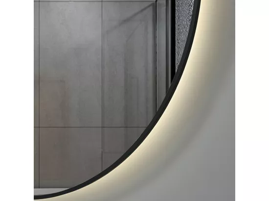 Miroir salle de bain LED rond 90cm anti buée avec cadre noir LB-4647BA