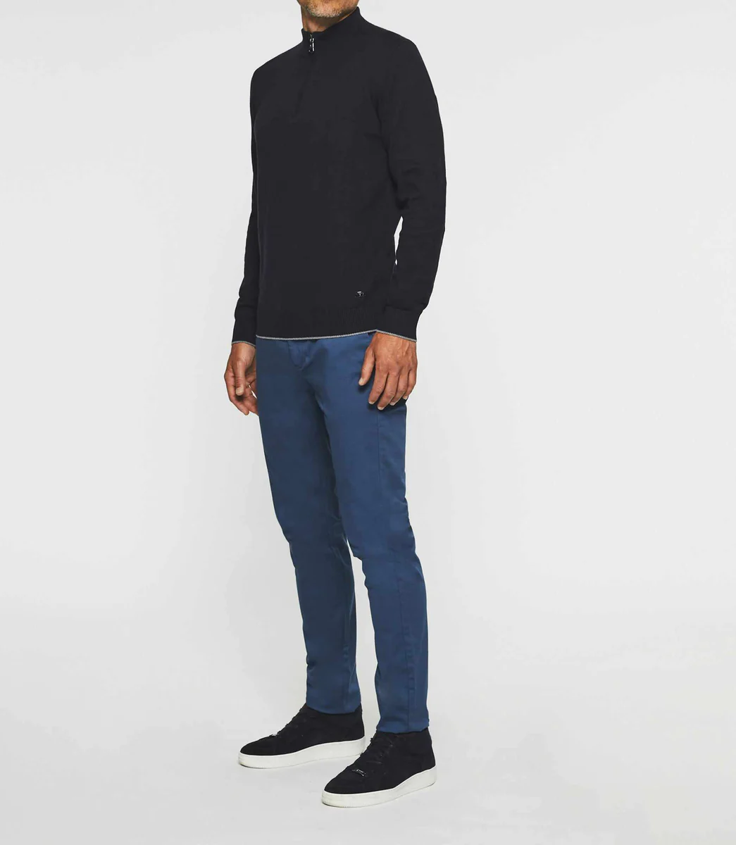 Pull col zippé en coton-cachemire marine BACARY