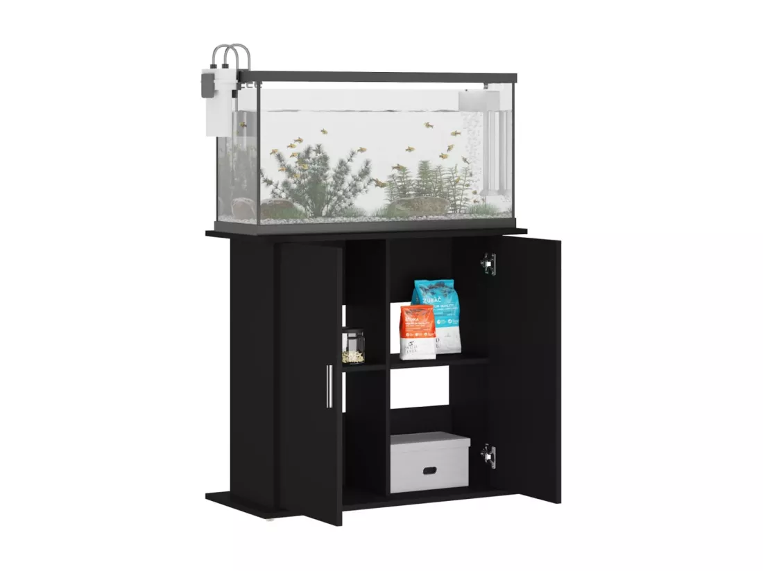 Support pour aquarium noir 81x36x73 cm bois d'ingénierie