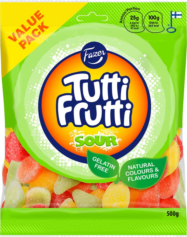 Fazer Tutti Frutti Sour slik værdipakke 403225
