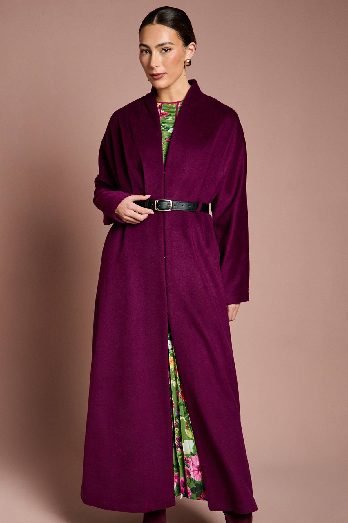 Coast Manteau Lisa Tan d'Occasion à Ceinture avec Détail Jupe