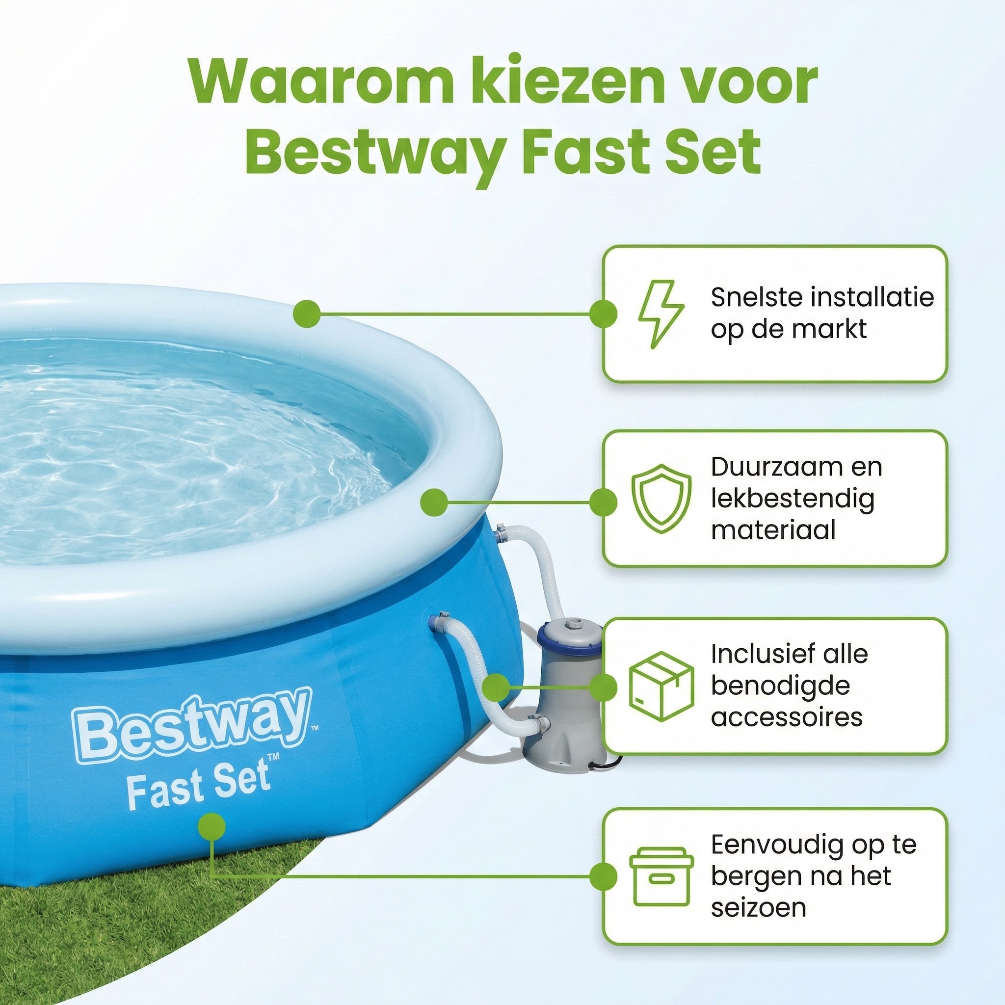 Bestway fast set 305x76cm zwembad – 3-delig