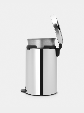 NewIcon Pedaalemmer, 20 liter, metalen binnenemmer - Brilliant Steel