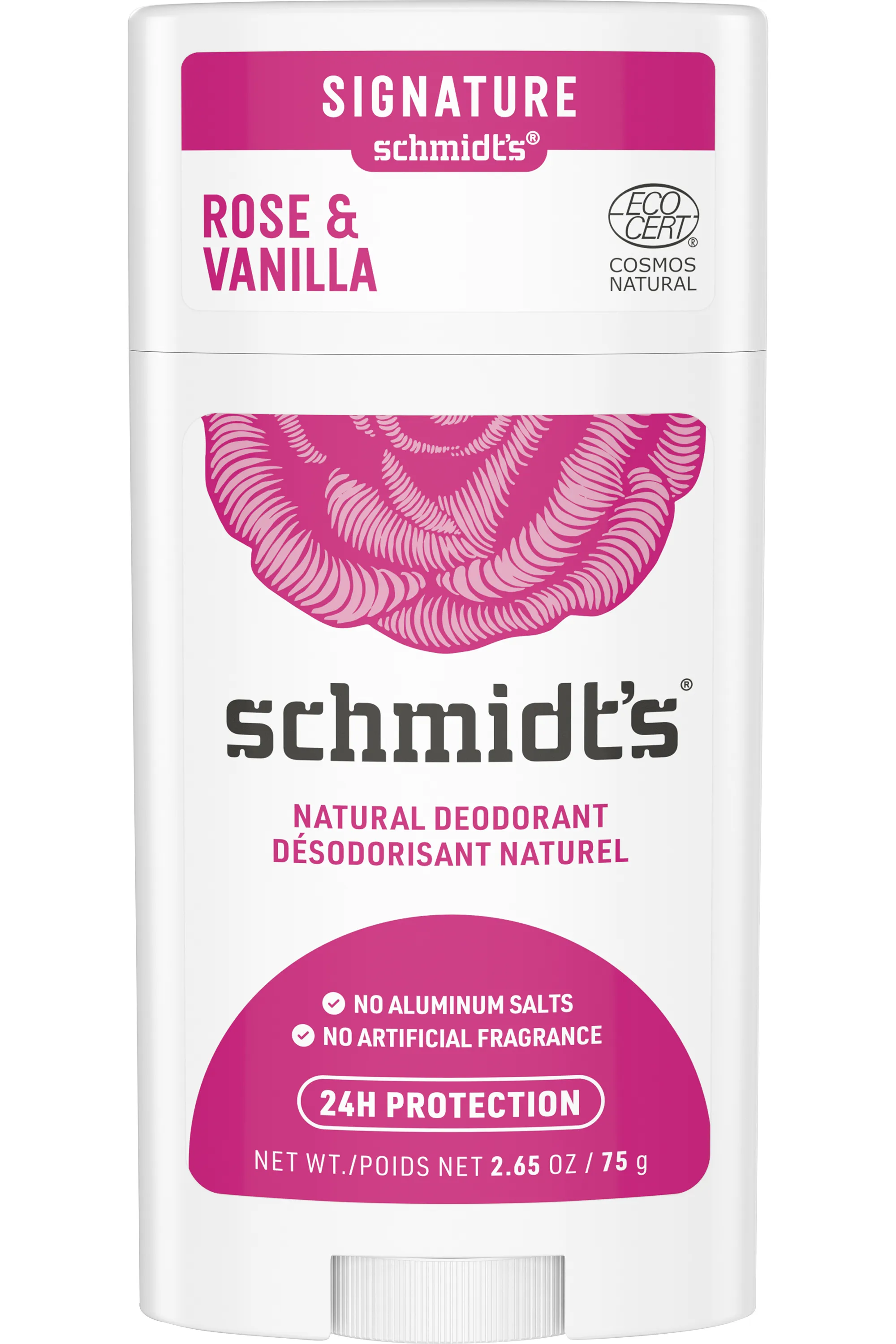 Schmidt’s Déodorant stick rose et vanille-75 g